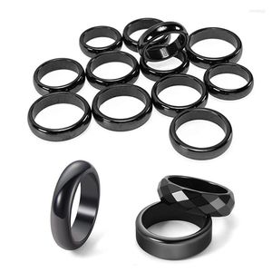 Anelli a grappolo Unisex Ematite nera naturale Energia di guarigione magnetica Fascia da 6 mm Anello per donne e uomini Anello di sollievo dall'ansia