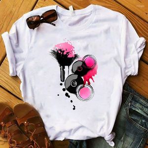 Camiseta feminina feminina camiseta feminina camiseta feminina roupas de roupa 3d tinta de unhas de mão prenda a cor impressa camiseta superior