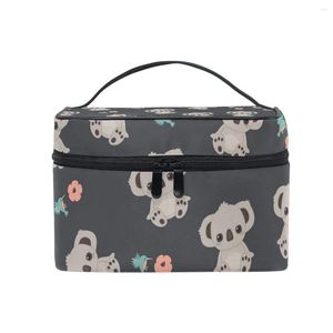 Bolsas de cosméticos Bolsa Cartoon Koala Organizador de maquiagem Case de trem portátil para mulheres meninas