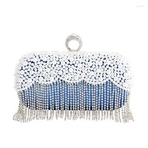 Bolsas de noite Crystal Diamond Tassel Tassel Solid Small Bag Bons Pearl Embreagens de casamento Bolsa de luxo Bolsa Bling Bolsa