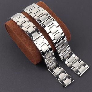 Steel Watch Band för Tanke Men's Caliber 16 17 5mm 20 23mm Rostfritt Watchband Butterfly Buckle Wristband Silver Armband Ban196i
