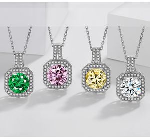 2CT INS TOP SELL PRINCESS PENDANT Simple Fashion Jewelry Sterling Sier Round Cut Multi Color Emerlad 5a Zircon Cz Diamond Women