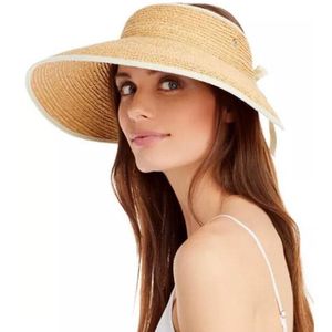 Chapéus largos de borda tricotável mannitável Raffia chapéu de palha ao ar livre Proteção solar protetor solar na praia Tide Hatwide