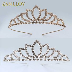 Tiaras ZANLLOY Bridal Crystal Tiara Princess Crown Kids Girls Bridal Prom Crown Party Wedding Accessories Hair Accessories Z0220