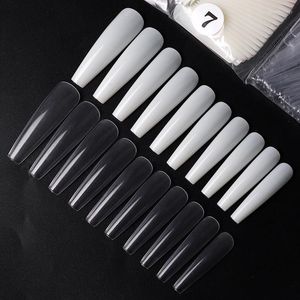 False Nails 500pcs/bag Long Coffin Nail Tips Full Cover Ballet Extension System Transparent Manicure Press On Tip Salon Supply