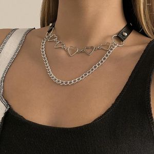 Chains Punk Heart-shaped Clavicle Necklace Men's Hip Hop Personality Cold Wind Creative 2023 Fashion Charm Girl Jewelry