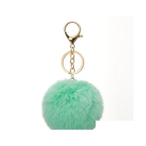 Key Rings Imitation Rex Rabbit Fur Plush Keychain Bag Cartoon Pendant Cone Car Hair Ball Accessories Keychains 8X12.5Cm Drop Deliver Dhcie
