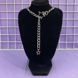 Pendant Necklaces Hip Hop Chain Star Long Necklace For Women Fashion Kpop Pentagram Pendants Girls Grunge Y2k Rave Jewelry On The Neck