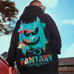 Men's Tracksuits Harajuku Devil Graffiti Print Oversized Hoodies For Men Autumn Hooded Sweatshirts Couples Hip Hop Fashion Hoodie y2k 230217