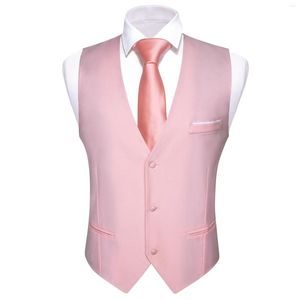 メンズベスト絶妙なピンクの男性の袖なしスリムフィットベストファッションvネックチョッキネクタイセットレジャーグルームパーティーウェディングデザイナーBarry.wang
