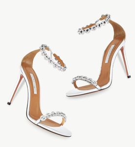 Retro Sandali da donna firmati Scarpe Aqu6azzura Love Link Cinturino alla caviglia da sposa Festa di nozze Lady Tacchi alti Ciabatte nero nudo marrone Scatola originale 35-43