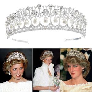 Tiaras Vintage Royal Pearl Wedding Crown Princess Diana Tiara Bridal Hair Accessory Z0220