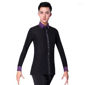 Stage Wear Mens Dance Tops Spring Latin Ballroom Modern Tango Samba National Standard Competition Long Sleeve Dancewear Top Shirt For Man