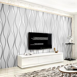 Wallpapers Curved Wave Vertical Stripe Wallpaper Modern Simple 3D Non-woven Bedroom Living Room TV Background Wall Roll