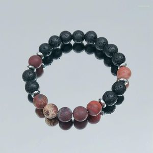 Strand LII Ji Boho Bransoletka Czerwona Jasper Lava Hematit Women 16 cm Sprzedaż zapasów