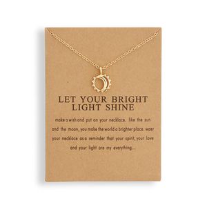 Pendant Necklaces Fashion Sun Pendants Gold Color Alloy Necklace Wish Card Jewelry For Women Girl Birthday Gift Drop Delivery Dhh3Q