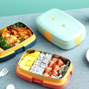 Dinnerware Sets Portable Bento Case Removable High-capacity 4 Button Thermal Insulation Lunch Box Container