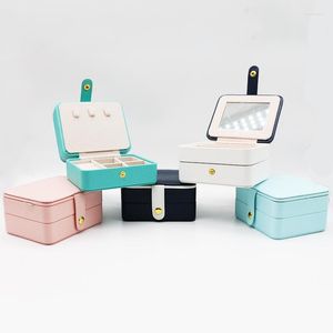 Jewelry Pouches Mini Travel Casket Organizer Case Zipper Portable Elegant Girls Earring Necklaces Jewellery Storage Box