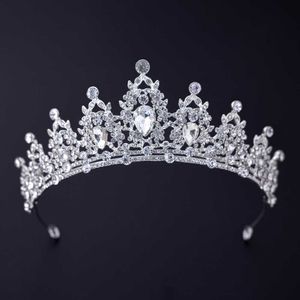 Tiaras tiaras silver färgkronor och tiaras hårtillbehör för kvinnor bröllopstillbehör krona för brudkristall strass diadema t