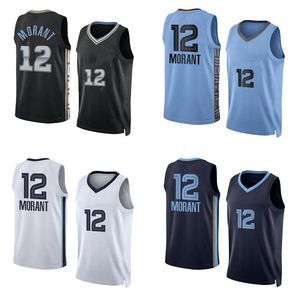 Basketball-Trikot Ja Morant White Black 2023-24 Blaue Männer Jugendfrauen S-XXL Sport City Trikot