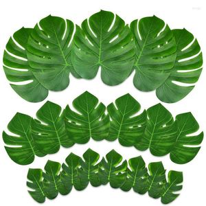 Fiori decorativi 6pcs foglie di palma tropicale artificiale Hawaiian Luau Party Summer Jungle Decorazione Tema DECORSA COMPLEANNO COMPLEANNO DELL'ACCHI