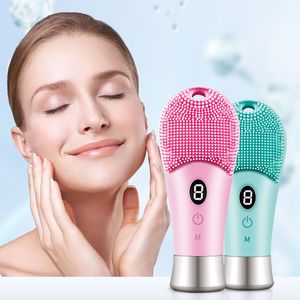 Escova de limpeza facial sônica de silicone - Mini ferramenta esfoliante elétrica para limpeza profunda, à prova d'água com design em pé