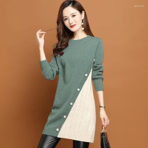 Women's Sweaters Thread Mid-Length Skirt 2023 Autumn Long Knit Sweater Women's Slim Dress Winter Button Female Harajuku Dresses