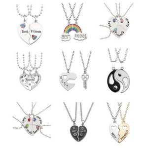 Melhores amigos, mel, amor, casal colar de pendente 2 PCs/ Chain Set Chak Choke Broken Heart Bff Bom amizade Jóias Presente GC1919