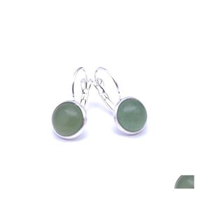 Charm Sier Plated Green Aventurine Quartz Healing Crystal Charms Earrings Geometric Natural Stone Earring For Women Jewelry Drop Deli Dhcch