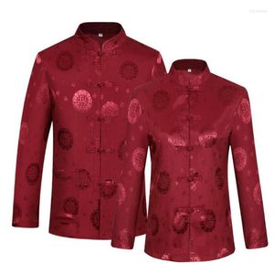 Ternos masculinos Túnica chinesa de meia-idade Men Blazer Casaco fino masculino Tang Style Stand Collar Looks Women and Man Jacket Summer