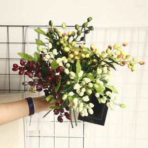 Dekorativa blommor konstgjorda blommor olivfruktgren bukett grönska växt dekoration för bröllopsfest hem trädgård diy rekvisita leverans