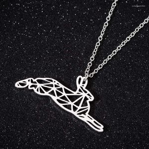 Pendant Necklaces Cute Origami Running Necklace Stainless Steel Pet Hare Animal Cartoon Chain Choker For Girls Kids Jewelry
