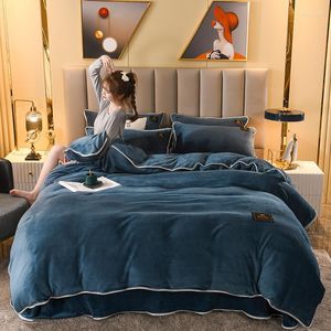 Bedding Sets Winter Thickened High Weight Solid Milk Fleece 4-Piece Set Double Sided Coral Flat Sheet Duvet Luxury