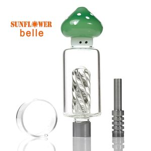 Glass Nectar Collect mushroom Smoke Accessories Clear Glass Bowl 510 Screw Joint Stainless Steel Tip Smoking Pipe Dab Rigs