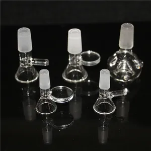 Hookahs szklane miski 18 mm 14 mm miski z rękojeść przezroczyste do ziół tytoniowe szklane platformy olejne