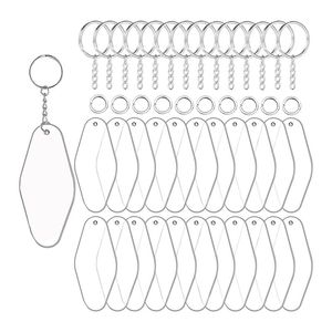 Keychains Define o kit de etiqueta de chave em branco acrílico, incluindo 30 motel el shapes folhas de chaveiro e salto ringskychains keychainskeychains