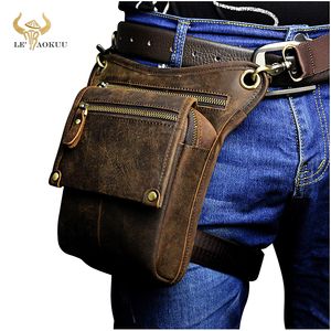 Waist Bags Crazy Horse Leather men Multifunction Design Small Messenger Fashion Travel Belt Pack Drop Leg Pouch Male 2114d 230220