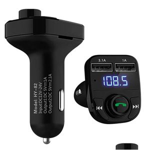 Bluetooth Car Kit Dual Usb Fm Transmitter Aux Modator O Mp3 Player With 3.1A Quick Charger Drop Delivery Mobiles Motorcycles Electron Dhr4L