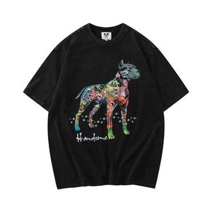 メンズTシャツY2Kドッグスカルプリント洗浄されたヴィンテージサマーズティークルーネックストリート特大コットンTシャツユニセックス半袖カジュアルトップZ0220