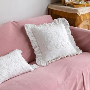 Pillow Wedding Decor High Quality French Cotton White Cover Flouncing Throw Retro Jacquard Covers For Sofa
