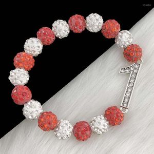 Strand handgjorda grekiska sorority disco boll pärlor 0-9 nummer charms armband smycken