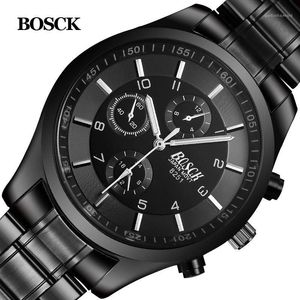 Armbanduhren Bosck Herrenuhr Sport Edelstahl Hardlex mit Tags Armbanduhr Herren Mode Lässig Reloj Hombre Männliche Quarzuhr 2023