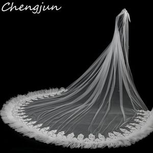 Bridal Veils Chengjun Wedding Accessories Korean Style Appliques Edge Cathedral Train Veil