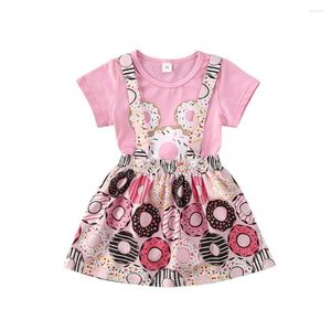 Kläderuppsättningar Pudcoco US Stock 0-24m Född babyflickor kjol Set Short Sleeve Top bodysuit Bib kjolar Summer outfit kläder 2st