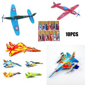10Pcs NEW 3D DIY Hand Throw Flying Glider Planes Foam Aeroplane Party Bag Fillers Childrens Kids Gift Model Toys Game