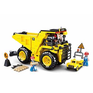 SLUBAN Engineering Mine Truck Model Machinery Building Blocks Bricks Constructor Set Classic Kids Toys For Children Gift210v