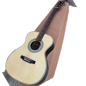 Dots Inlay Chrome Tuners Solid Top Original akustisk gitarr med Rosewood Gripbräda, Kan anpassas