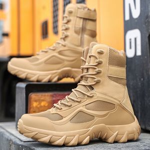 Boots Deckshoes For Men Militär Tactical Men Boots Top Quality Work Safety Skor LightWeigh Outdoor Combat Motocycle Male Shoes 230217