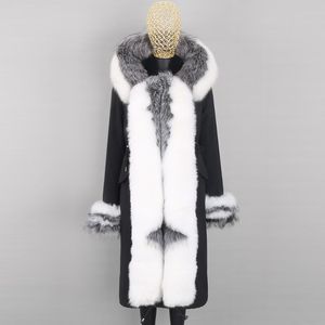 Women's Fur & Faux Female Winter Jacket Natural Real Color Matching Collar Thick Women Detachable X-Long Parka ParkaWomen's Women'sWomen's