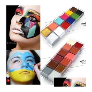 Tätowierfarben Imagic 12 Farben Flash Gesicht Körperfarbe Ölgemälde Kunst Halloween Party Kostüm Schönheit Make-up Werkzeuge Drop Lieferung Er Dhi6Z